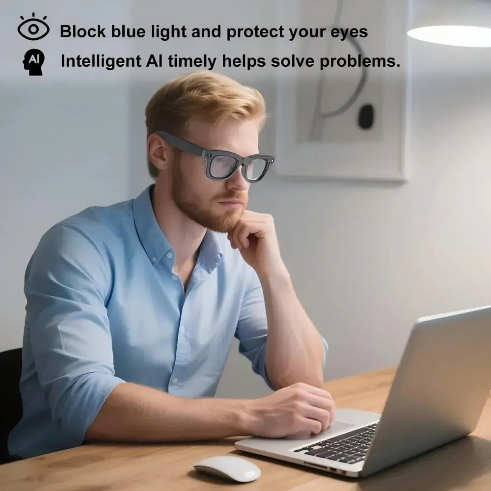 AI Smart Glasses Voice Control Bluetooth HD1080P Shooting