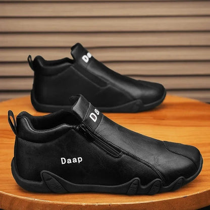 Luxury Round Toe Men Ankle Boots Light Slip