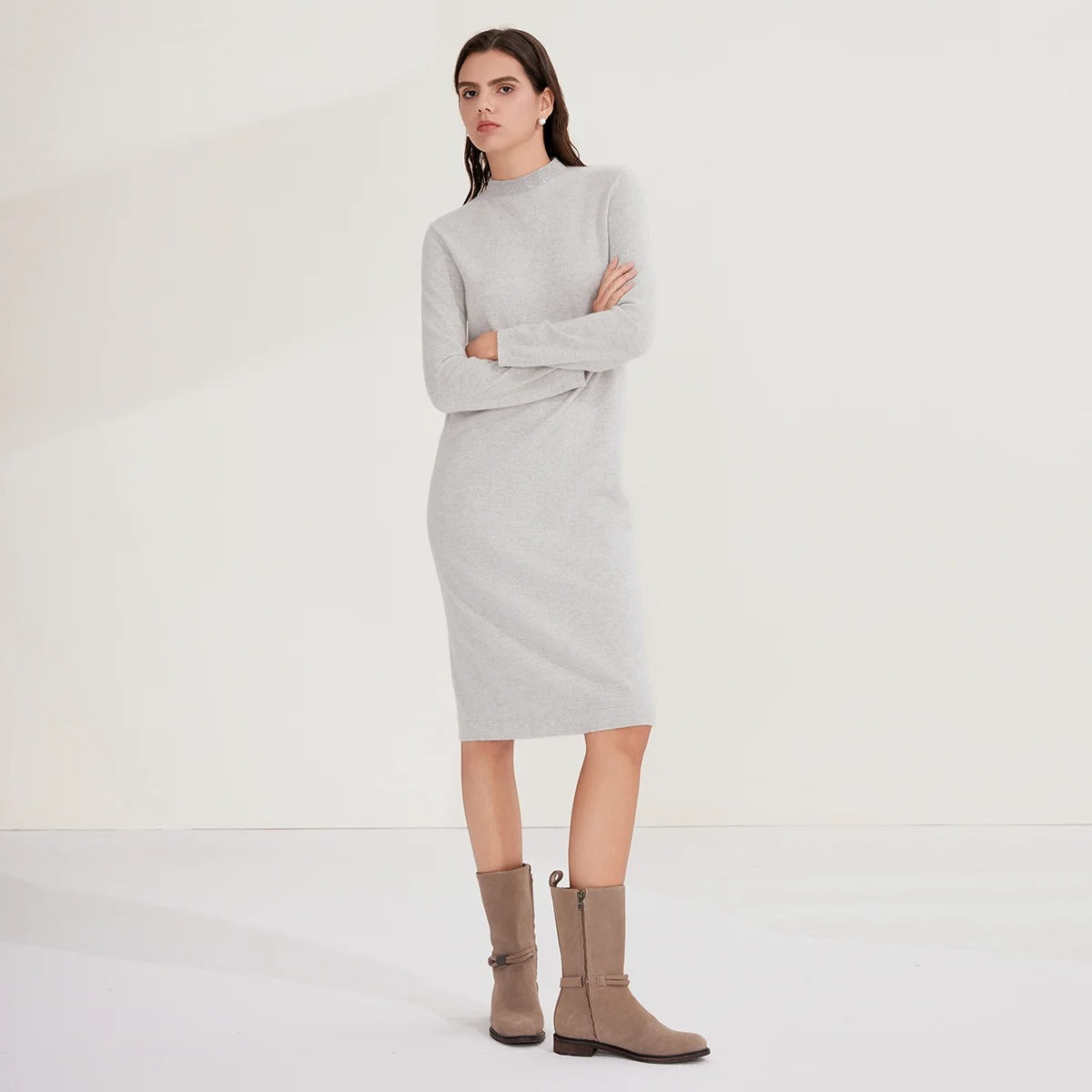Luxury Knit Winter Long Sleeve Slim Fit Elegant Maxi Dress