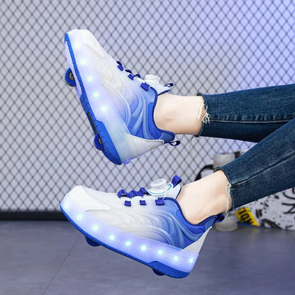 Two Wheels Children's Led Light Roller Skate Shoes For Kids Boys Girls