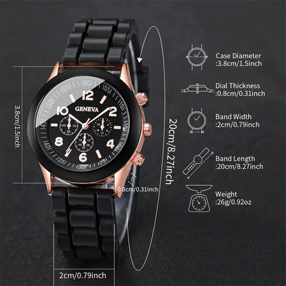 2Pcs Luxury Women's Watch Set Fashion Luxury Elegant Alloy