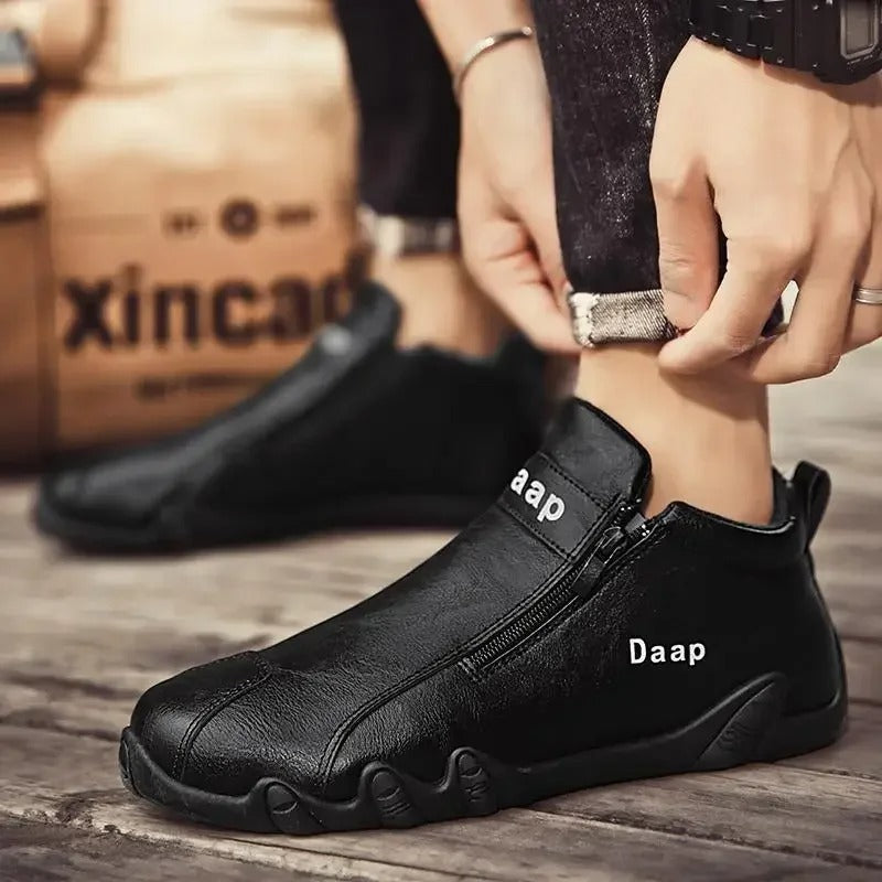 Luxury Round Toe Men Ankle Boots Light Slip