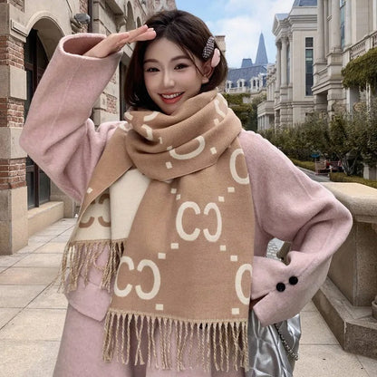 Women's Scarf Double-sided Letter Thickened Cashmere-like