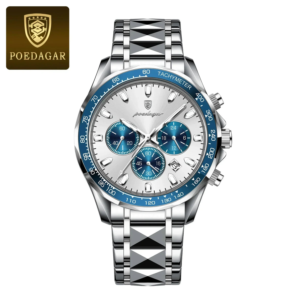 POEDAGAR Fashion Brand Men Watch Waterproof Stainless Steel